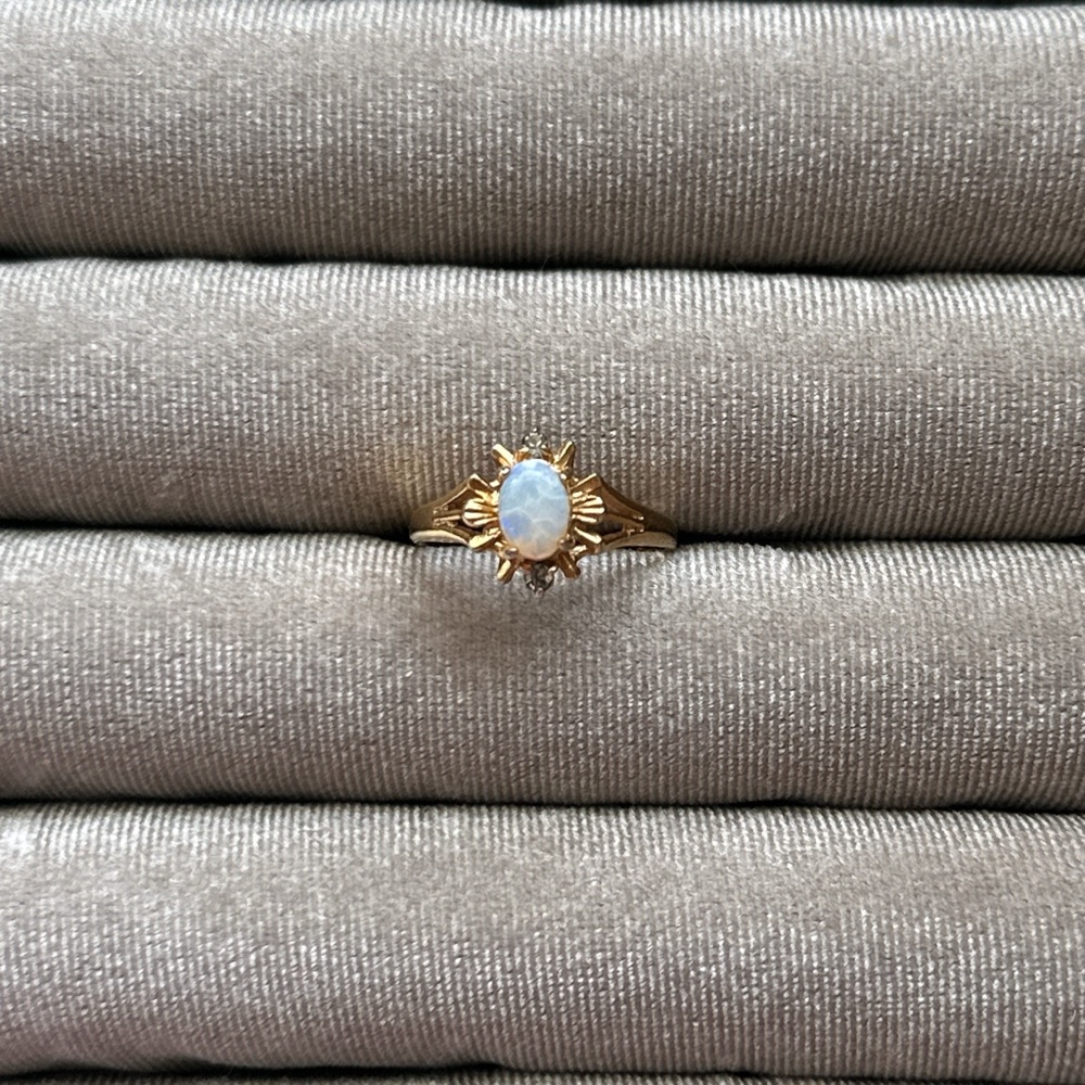 Gold Opal Sunburst Ring - women’s jewelry